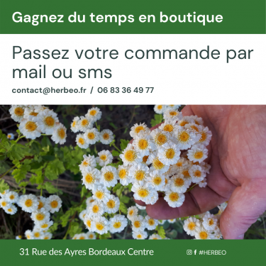 Nous sommes ouverts du lundi au samedi de 10h à 19h30  Si possible pour vos préparations passez votre commande à l'avance !